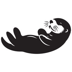 Obraz premium Otter Silhouette Illustration White Background