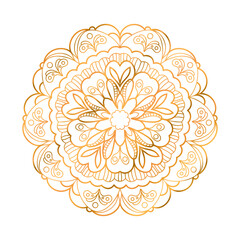 Mandala ornament in gold colors . Vintage decorative floral mandala. Luxury design perfect for wedding invitation, greeting cards