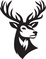 Fototapeta premium Deer Antlers Head Logo – Wildlife Silhouette Vector Illustration for Designers