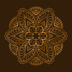 Mandala ornament in gold colors . Vintage decorative floral mandala. Luxury design perfect for wedding invitation, greeting cards