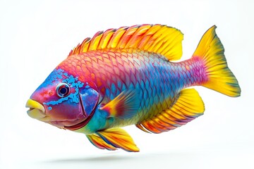 Fototapeta premium Tropical coral fish Parrot fish isolated on white background