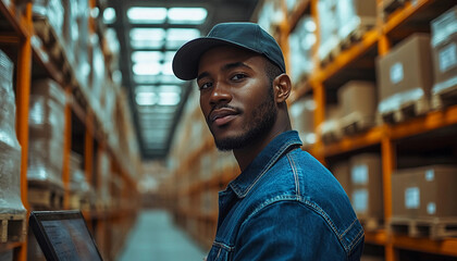 Portrait of a worker in a warehouse