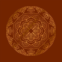 Mandala ornament in gold colors . Vintage decorative floral mandala. Luxury design perfect for wedding invitation, greeting cards
