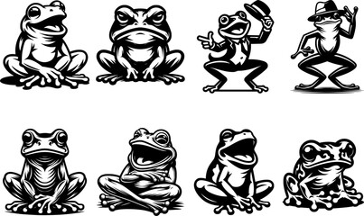 Funny frogs set