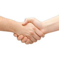 A close-up of two hands shaking in a gesture of agreement, partnership, or friendship, symbolizing cooperation and trust. transparent background
