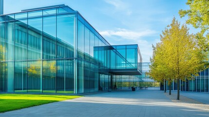 Obraz premium Modern university building with glass walls