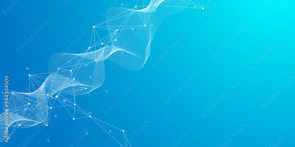 Aufkleber Global network connection banner design template. Header social network communication in the global business concept. Big data visualization. Internet technology