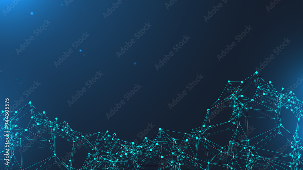 Aufkleber Global network connection banner design template. Header social network communication in the global business concept. Big data visualization. Internet technology