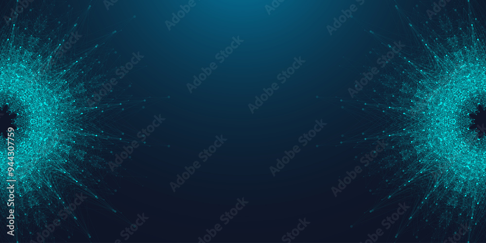 Poster AI Banner Concept In The Digital Style. Generative Ideas Design Element For Internet Technology. Futuristic Technology Concept Artificial Intelligence.