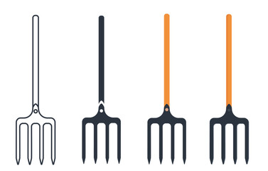 Pitchfork icon set. Gardening fork tools