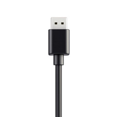 A high-quality close-up of a black USB cable end, ideal for tech-related content and modern electronic devices. transparent background