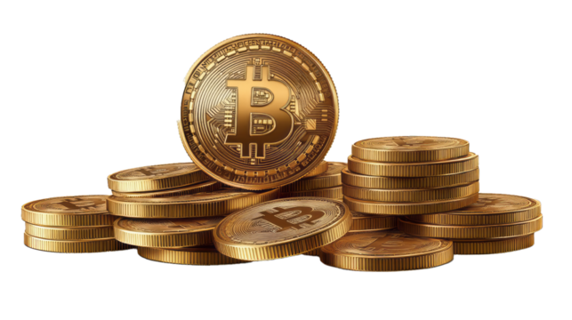 A row of gold coins on transparency background PNG