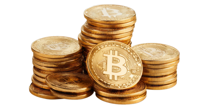 A row of gold coins on transparency background PNG