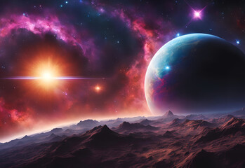 Planets, stars and galaxies in outer space showing the beauty of space exploration.