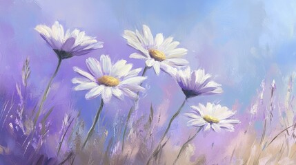 Whimsical daisies dancing in gentle breeze