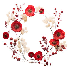PNG Real pressed red flowers wreath plant celebration.