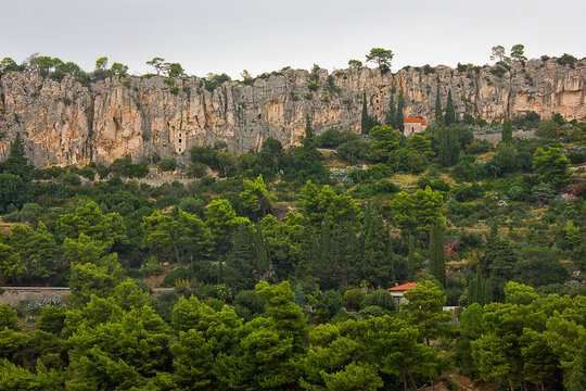 Landscape with cliffs and forest. Marjan Park in Dalmatia.