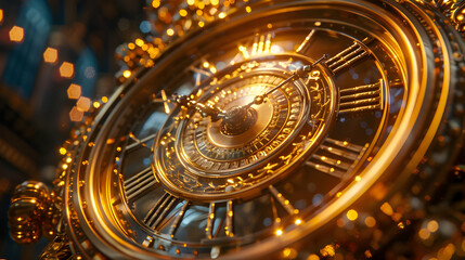 Fototapeta premium Golden Clock Face 3D Illustration