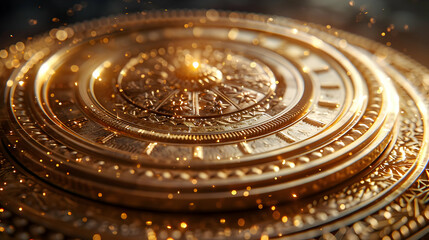 Fototapeta premium Golden Clock Face with Intricate Details 3D Illustration
