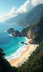 Fototapeta premium Breathtaking view of natural beach landscape