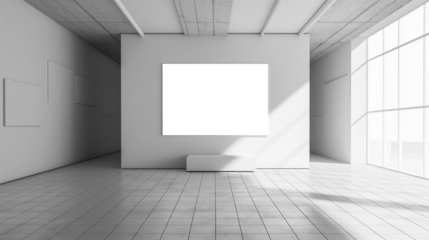 A large white wall with a blank sign on it Mockups, Transparent PNG