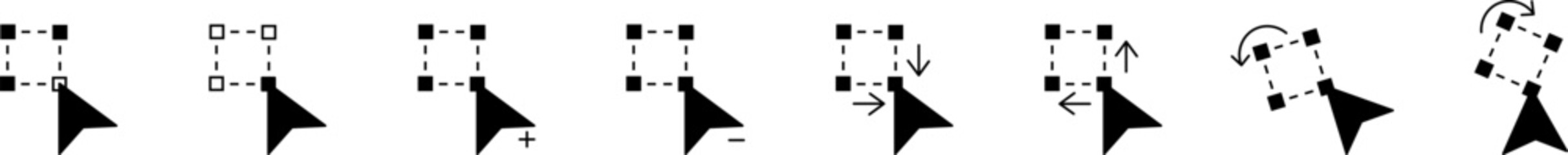 Change size, scalability or scalable windows web icons. Change or expand Application size flexible black device icons. Vector sign
