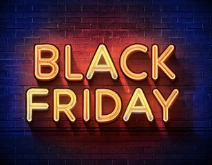 vector realistic isolated neon marquee sign black friday text alphabet font wall background