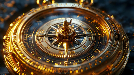 Golden Compass Closeup Illustration