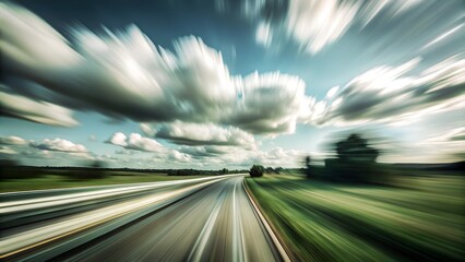 Dynamic landscape with speed effect on the road

