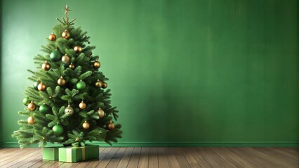 Christmas tree with golden ornaments

