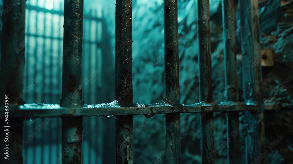 Wall mural old metal prison bars. old rusty prison cell.