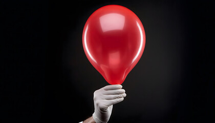 A hand holding a red balloon