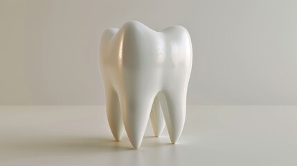 White tooth on a white background. Tooth model. 
