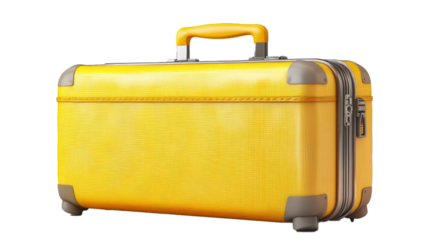a yellow suitcase on transparency background PNG