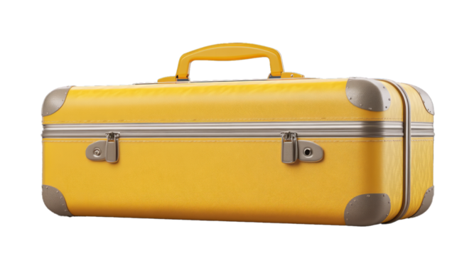 a yellow suitcase on transparency background PNG