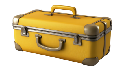 a yellow suitcase on transparency background PNG