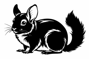 Chinchillas animal black silhouette vector