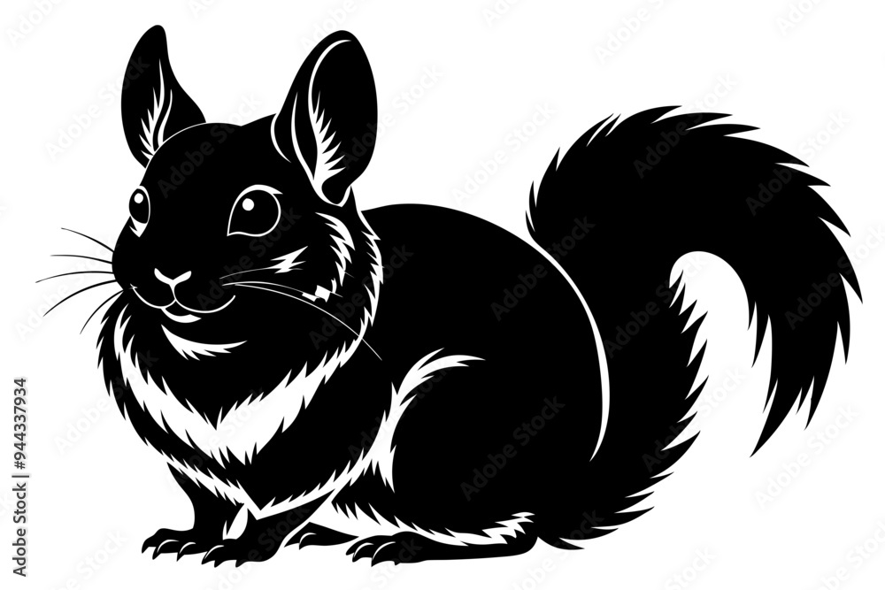 Wall mural Chinchillas animal black silhouette vector