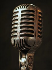 Old School Mic. Classic Silver Vintage Microphone for Retro Recording Music