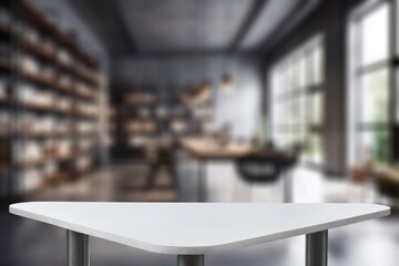 Empty table top in modern library background