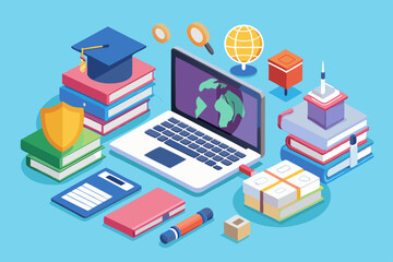 e-learning, online education concept, learn on internet background 3d render
