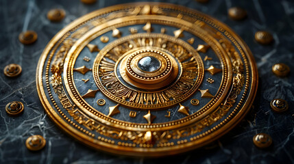 Obraz premium Golden Ornate Compass Illustration