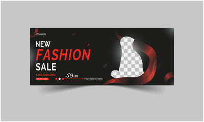Big sale Facebook cover page design, web banner for new fashion sale.