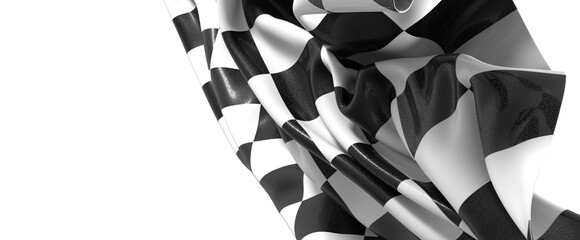 The checkered flag waves signifying victory and the thrill of the finish line