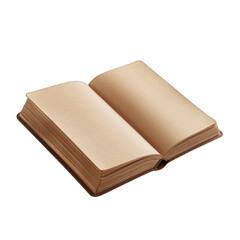 An open blank book with a soft cover, inviting creativity and imagination for writing or sketching ideas. transparent background