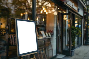 A white board is outside of a store with a sign that says "One Flower" Mockups, Transparent PNG