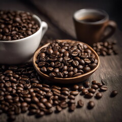 Fototapeta premium coffee beans and cup