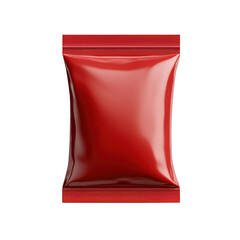 Bright red snack bag packaging ideal for food product displays and advertising. Perfect for branding and marketing materials. transparent background