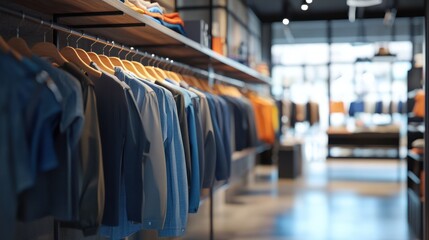 Clothes hanging rail in clothes shop
