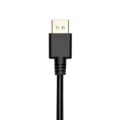 Close-up of a black USB cable connector, ideal for technology and electronics-related projects and stock photo needs. transparent background